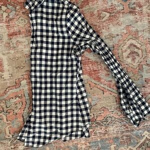 Navy and White Gingham Button-Up Shirt